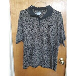 Men's Untied size Large short sleeve casual shirt black tan